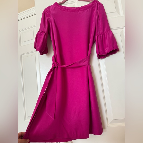 Vibrant Pink Dress with Puff Sleeves - Picture 7 of 8